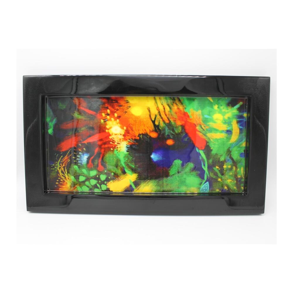 Framed Colorful Vibrant Abstract Flowing Color Art In A Modern Style Home Decor